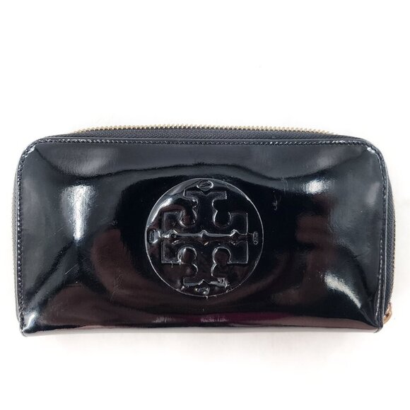TORY BURCH Patent Leather Continental Wallet 8" x 4" - Picture 1 of 4